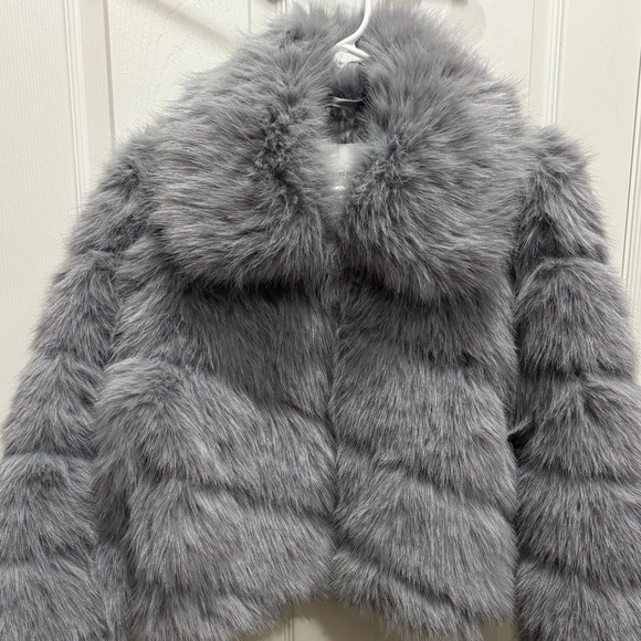 Avec Les Filles Faux Fur Crop Jacket Gray - Picture 3 of 16